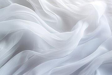 Crystal Veil: Abstract Soft Waves of White Fabric as a Future Background