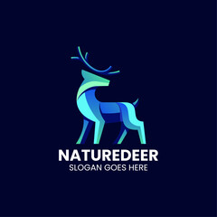 Vector Logo Illustration Nature Deer Gradient Colorful Style