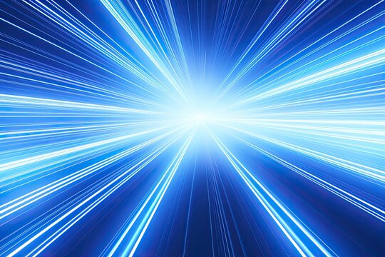 Cyber Streaks: Fast-Moving Blue Light and Digitally Generated Stripes