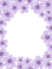 Purple violet watercolor flower frame border wreath