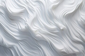 Fluffy Frost: Abstract Waves on White Cloth Backdrop