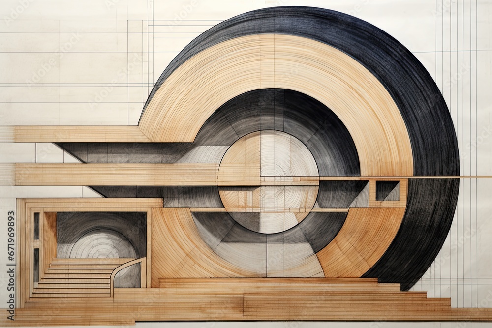 Aufkleber future facade: a captivating exploration of concentric abstract architecture design