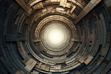 Concentric Future Facade: Abstract Architecture Background Assemblage