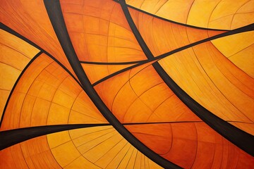 Geometric Artistry: Orange Abstract Curved Lines