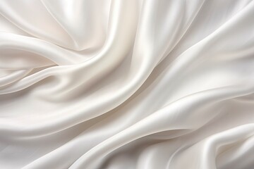 Obraz premium Icewind Satin: A Serene Tapestry of White Silky Cloth with Crease Wavy Folds for Background.