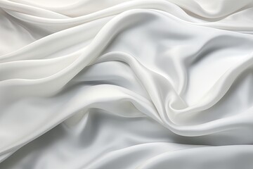 Icewave Satin Silk: White Silver Fabric with Soft Blur Pattern