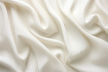 Obraz premium Ivory Undulation: Soft Waves on White Fabric Background Image