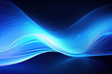 Fototapeta premium Light Echo: Blue Wave Abstract Technology Background with Digital Light