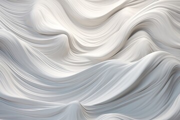 Lunar Cascade: 3D Rendered Illustration of Soft Waves in White Fabric