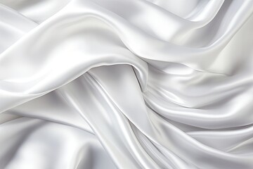 Lunar Lustre: White Satin Silky Cloth Background with Wavy Folds - Mesmerizing Lunar Elegance