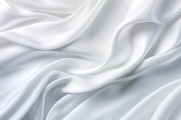 Fototapeta premium Moonstone Mystery: White Satin Silky Cloth with Crease Wavy Folds Background Digital Image