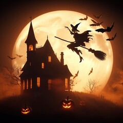 3D Spooky Halloween background design.