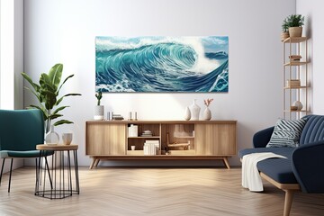 Ocean Symphony: A Captivating Display of Abstract Luxury Art Inspired by Ocean Waves
