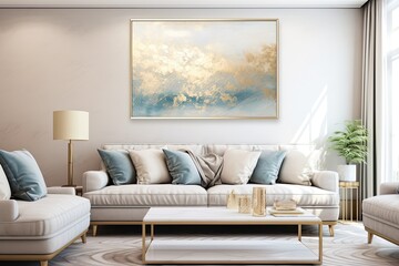 Ocean Symphony: Abstract Ocean Art with Gold Powder Accents