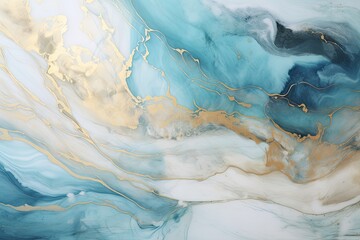 Ocean's Elegy - Abstract Ocean Art with Elements of Marble and Agate