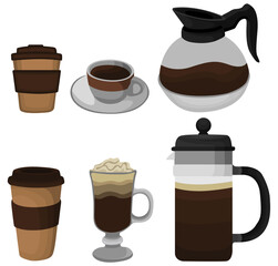 set coffee cup icon. Coffee pot template vector illustration