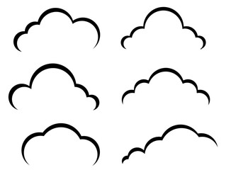 set collections simple cloud icon line shape design vector illustration