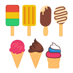 set collections ice cream icon. Sweet Ice cream cup cartoon vector illustration
