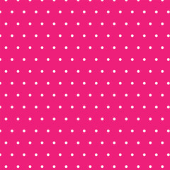 modern simple vector abstract seamlees white color polka dot pattern on dark hot pink color background