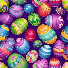 Obraz premium Colorful painted easter eggs seamless pattern texture generative ai illustration