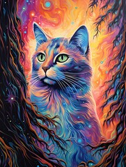Trippy Fluffy Cats: Psychedelic Art Journey into a Furry Dimension