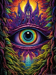 Psychedelic Eyes: Revealing Windows to Another Dimension - Digital Art