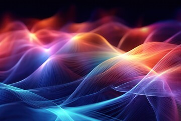 Abstract futuristic backdrop with glowing waves and neon lines. concept of energy, technology and innovation. Vibrant, artistic, and innovative concept