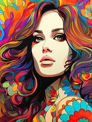 Psychedelic Pop Art Explosion: Bursting Retro Charms with Bold Colors