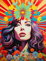 Psychedelic Pop Art: Retro Charm Bursting with Bold Colors