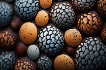 Colorful easter eggs background. Easter eggs texture. Happy Easter, Macro photograph of the patterns and textures, AI Generated