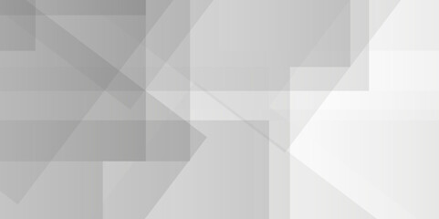 Obraz premium Abstract white and gray background design with layers of textured white transparent material in triangle and squares shapes. White color technology concept geometric line vector background.