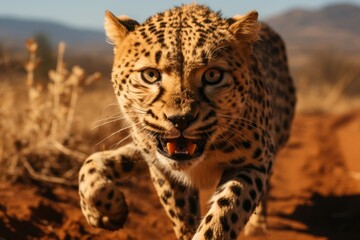  Cheetah sprinting across the open plains, Generative AI