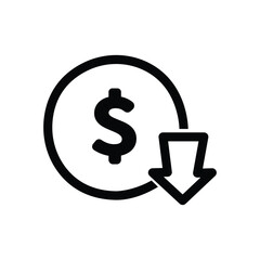 Dollar down icon symbol vector. on white background. eps10