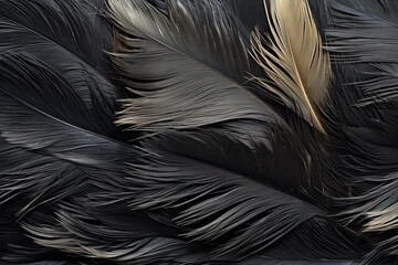Sable Featherlight: Abstract Black Feathers Background