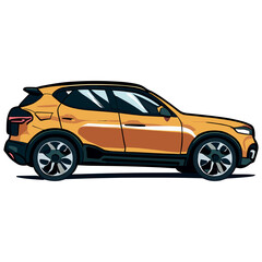 Fototapeta na wymiar Orange sports compact car SUV. 3d render illustration.
