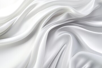 Shimmering Silk, White Gray Satin Panorama Background for Elegant Designs