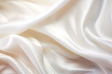 Obraz premium Silk Spectrum: White Satin Cloth Background with Wavy Folds in Wind Image