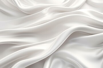 Obraz premium Silken Moonbeam: White Satin Silky Cloth Background with Crease Wavy Folds