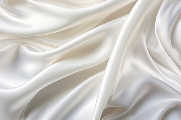 Obraz premium Silken Moonbeam: White Satin Silky Cloth with Crease Wavy Folds Background