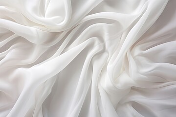 Obraz premium Soft Billows: Abstract White Cloth Background - Surreal Ripples of Fabric Brilliance