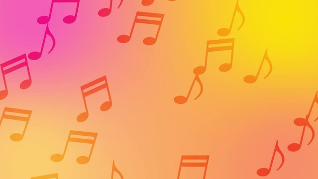 CG of yellow and magenta background including music note object