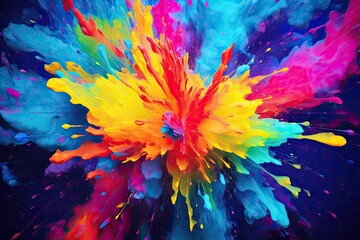 Spectrum Splatter: Neon Glow Lights on Vivid Blue Background