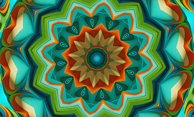 Abstract kaleidoscope background. Beautiful multicolor kaleidoscope texture. Unique mandala design.