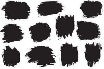 Hand draw black brush stroke design set