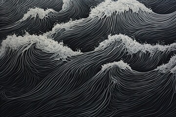 Velvet Currents: Black Sand Beach Background with Wave Patterns