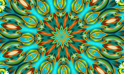 Abstract kaleidoscope background. Beautiful multicolor kaleidoscope texture. Unique mandala design.