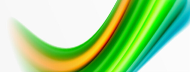 Rainbow color silk blurred wavy line background on white, luxuriously vibrant visually captivating backdrop. Stunning blend of colors reminiscent of rainbow, silky and gracefully blurred wavy pattern