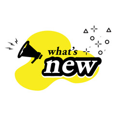 Megaphone with what's new speech bubble. Loudspeaker. Banners for business, marketing, industry, recruitment, advertising, announcements and others. With a simple and clear appearance.