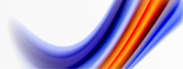 Rainbow color silk blurred wavy line background on white, luxuriously vibrant visually captivating backdrop. Stunning blend of colors reminiscent of rainbow, silky and gracefully blurred wavy pattern