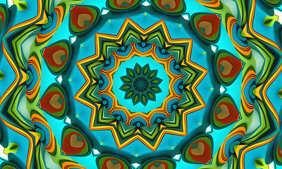 Abstract kaleidoscope background. Beautiful multicolor kaleidoscope texture. Unique mandala design.